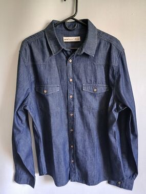 Casual Men's Koton Indigo Cotton Denim Button-Down Shirt Sz2XL